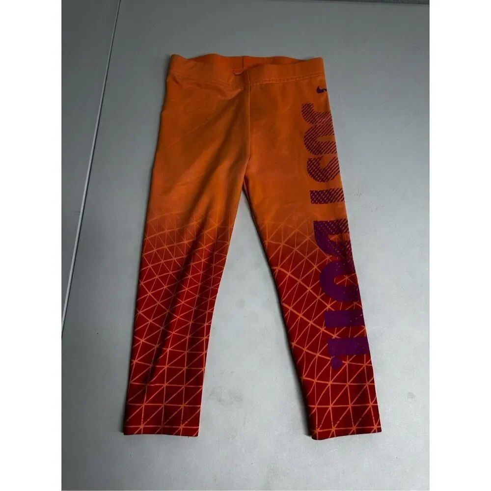 Nike Little Girls 'Metric Fade' Dri-FIT Leggings Size 4T Orange Pink See Notes